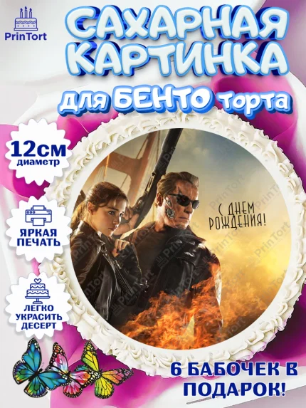 Сахарные круги 12см PT05, Терминатор, Девочка, День рождения, арт. PT0505762