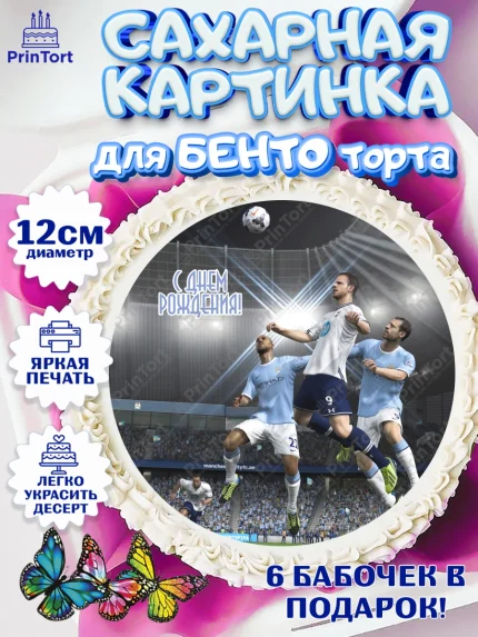 Сахарные круги 12см PT05, Футбол FIFA, ФИФА, Мальчик, День рождения, арт. PT0506506