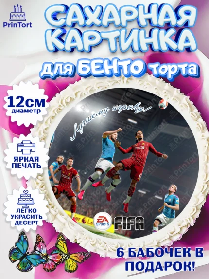Сахарные круги 12см PT05, Футбол FIFA, ФИФА, Мальчик, День рождения, арт. PT0506514