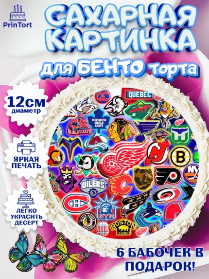 Сахарные круги 12см PT05, НХЛ, Хоккей, Мальчик, День рождения, арт. PT0506570