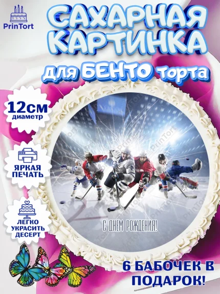 Сахарные круги 12см PT05, НХЛ, Хоккей, Мальчик, День рождения, арт. PT0506575