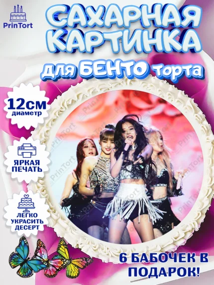 Сахарные круги 12см PT05, Блэкпинк, БЛЭК ПИНК, Девочка, День рождения, арт. PT0507067