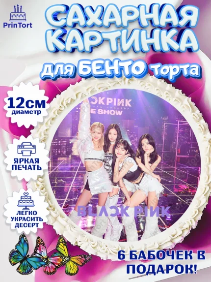 Сахарные круги 12см PT05, Блэкпинк, БЛЭК ПИНК, Девочка, День рождения, арт. PT0507070