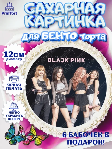 Сахарные круги 12см PT05, Блэкпинк, БЛЭК ПИНК, Девочка, День рождения, арт. PT0507072