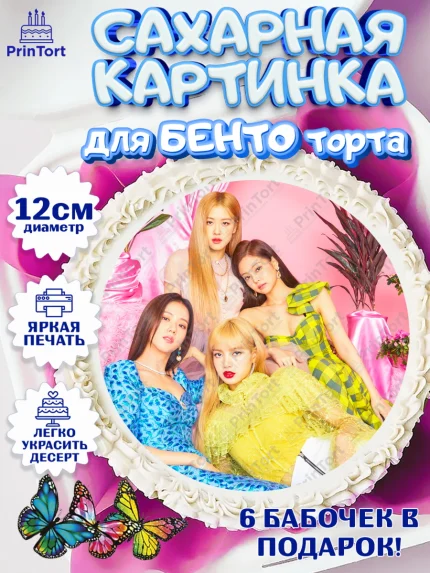 Сахарные круги 12см PT05, Блэкпинк, БЛЭК ПИНК, Девочка, День рождения, арт. PT0507073