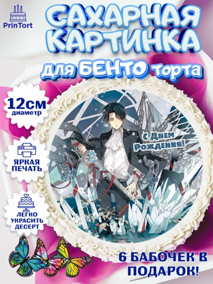 Сахарные круги 12см PT05, Атака титанов, Аниме, Девочка, День рождения, арт. PT0507326
