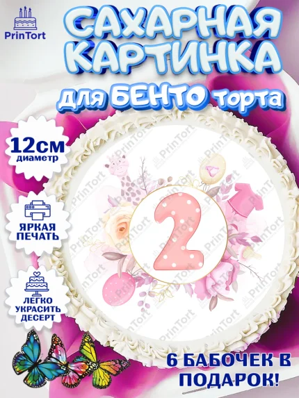 Сахарные круги 12см PT05, Девочке 2 мес, Девочка, 2 месяца, День рождения, арт. PT0507492