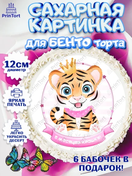 Сахарные круги 12см PT05, Девочке 5 мес, Девочка, 5 месяцев, День рождения, арт. PT0507538