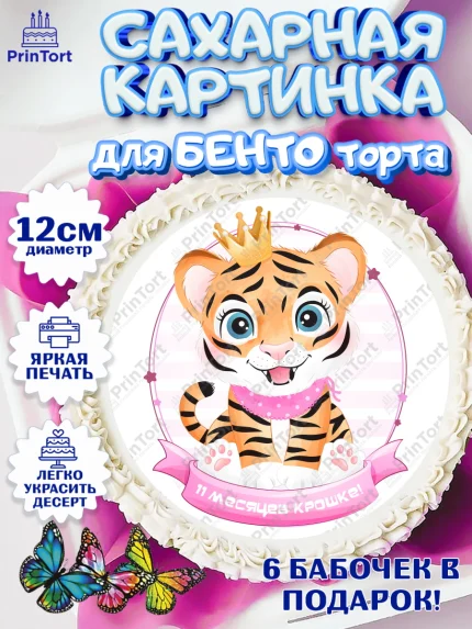 Сахарные круги 12см PT05, Девочке 11 мес, Девочка, 11 месяцев, День рождения, арт. PT0507658