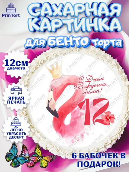 Сахарные круги 12см PT05, Девочке 12 лет, Девочка, 12 лет, День рождения, арт. PT0507840