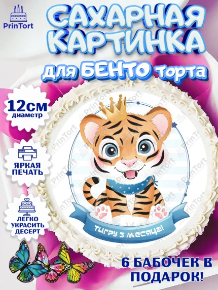 Сахарные круги 12см PT05, Мальчику 3 месяца, Мальчик, 3 месяца, День рождения, арт. PT0508014