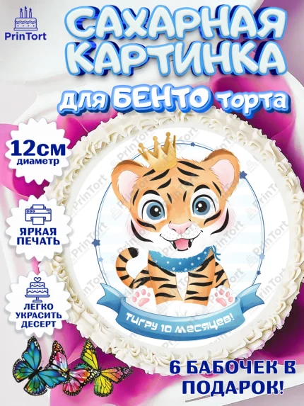 Сахарные круги 12см PT05, Мальчику 10 мес, Мальчик, 10 месяцев, День рождения, арт. PT0508154