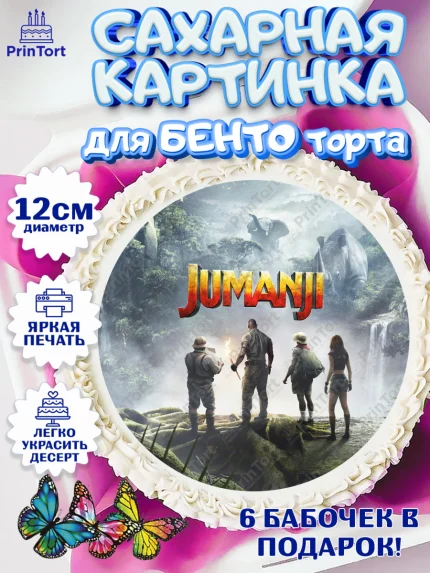 Сахарные круги 12см PT05, Джуманджи, Дуэйн Скала Джонсон, Девочка, День рождения, арт. PT0508242
