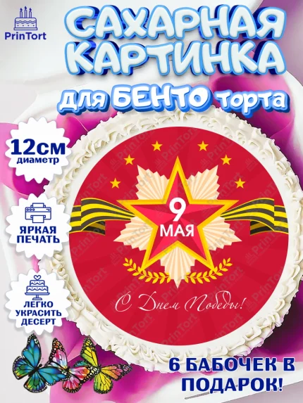 Сахарные круги 12см PT05, 9 мая, Девочка, День Победы, арт. PT0508672
