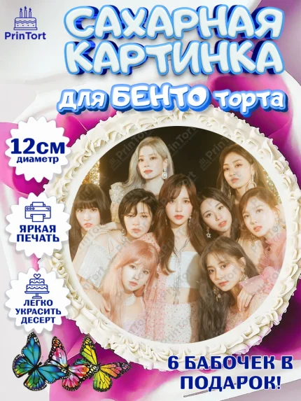 Сахарные круги 12см PT05, Twice, Твайс, Девочка, День рождения, арт. PT0509116