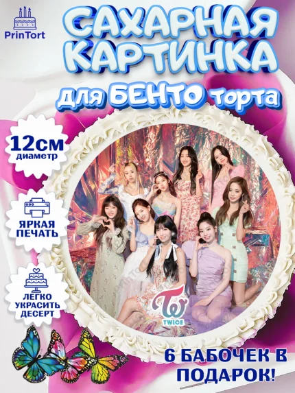 Сахарные круги 12см PT05, Twice, Твайс, Девочка, День рождения, арт. PT0509124