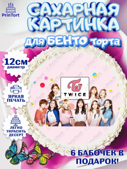 Сахарные круги 12см PT05, Twice, Твайс, Девочка, День рождения, арт. PT0509125