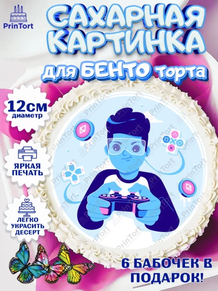 Сахарные круги 12см PT05, Геймер, Киберспорт, Мальчик, День рождения, арт. PT0509622
