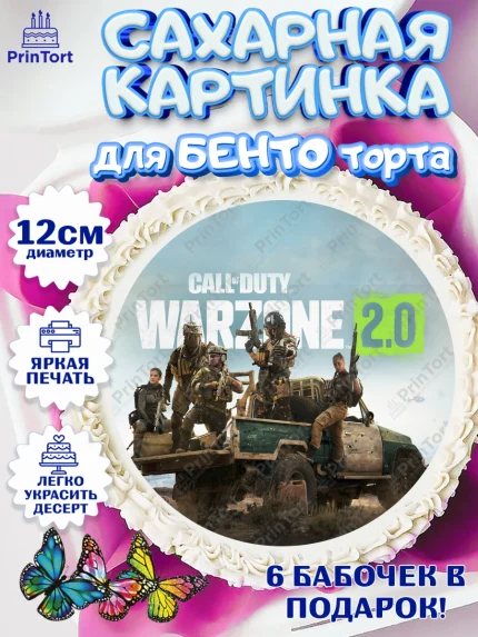 Сахарные круги 12см PT05, Варзон, Warzone 2.0, Мальчик, День рождения, арт. PT0509642