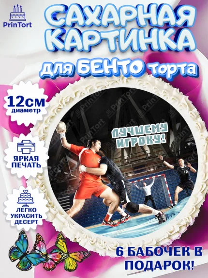 Сахарные круги 12см PT05, Гандбол, Спорт, Мальчик, День рождения, арт. PT0509797