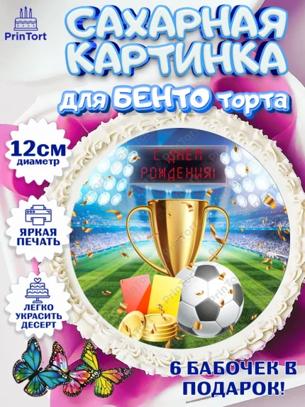 Сахарные круги 12см PT05, Футбол, Спорт, Мальчик, День рождения, арт. PT0509908