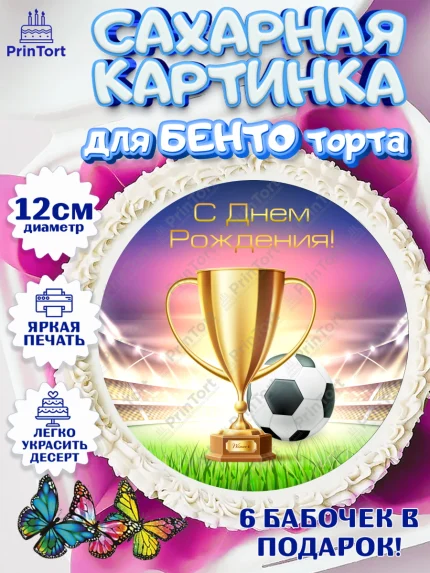 Сахарные круги 12см PT05, Футбол, Спорт, Мальчик, День рождения, арт. PT0509910