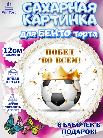 Сахарные круги 12см PT05, Футбол, Спорт, Мальчик, День рождения, арт. PT0509912