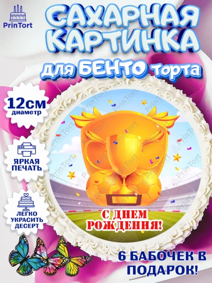 Сахарные круги 12см PT05, Футбол, Спорт, Мальчик, День рождения, арт. PT0509916