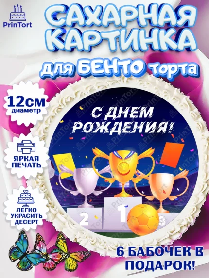 Сахарные круги 12см PT05, Футбол, Спорт, Мальчик, День рождения, арт. PT0509918