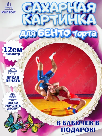 Сахарные круги 12см PT05, Самбо, Борьба, Мальчик, День рождения, арт. PT0510307