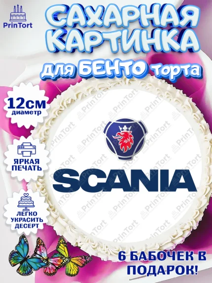 Сахарные круги 12см PT05, Авто, Сканиа, Мальчик, День рождения, арт. PT0510332