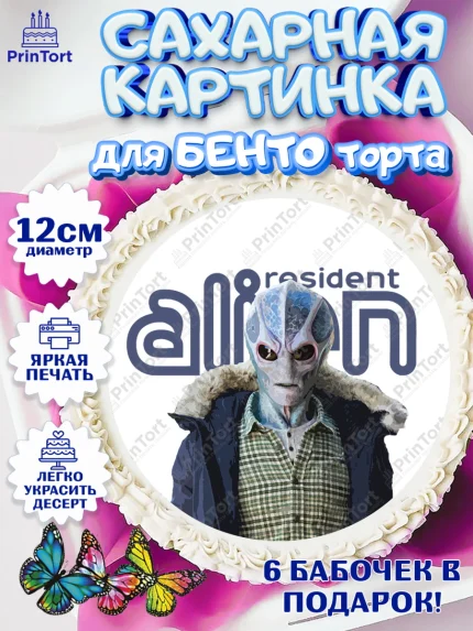Сахарные круги 12см PT05, Засланец из космоса, Девочка, День рождения, арт. PT0510402