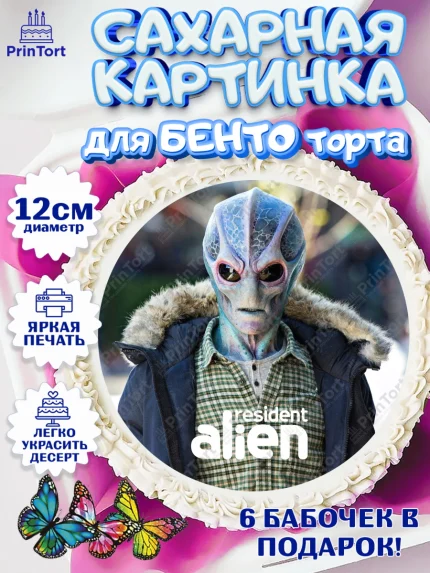 Сахарные круги 12см PT05, Засланец из космоса, Девочка, День рождения, арт. PT0510408