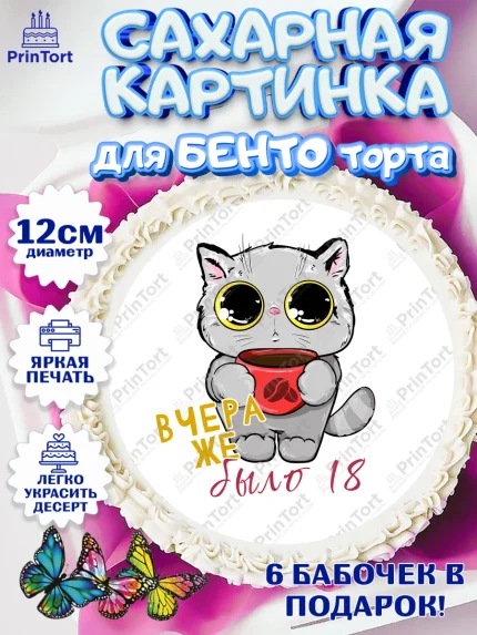 Сахарные круги 12см PT05, Девушке, Вчера же было 18, Девочка, День рождения, арт. PT0510629