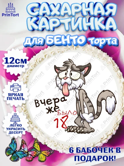 Сахарные круги 12см PT05, Девушке, Вчера же было 18, Девочка, День рождения, арт. PT0510649