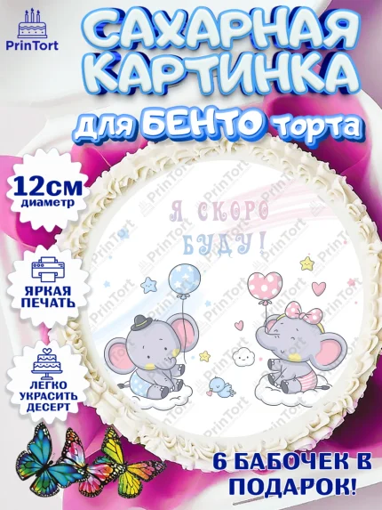 Сахарные круги 12см PT05, Новорожденный, Гендер Пати, Девочка, Рождение ребёнка, арт. PT0510728