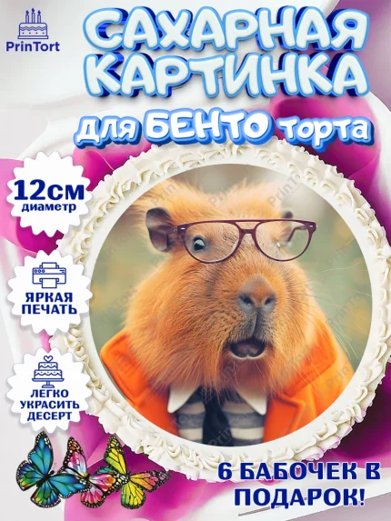 Сахарные круги 12см PT05, Капибара, Девочка, День рождения, арт. PT0511028
