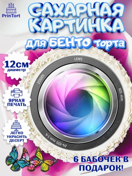 Сахарные круги 12см PT05, Фотограф, Фото, Девочка, День рождения, арт. PT0511466