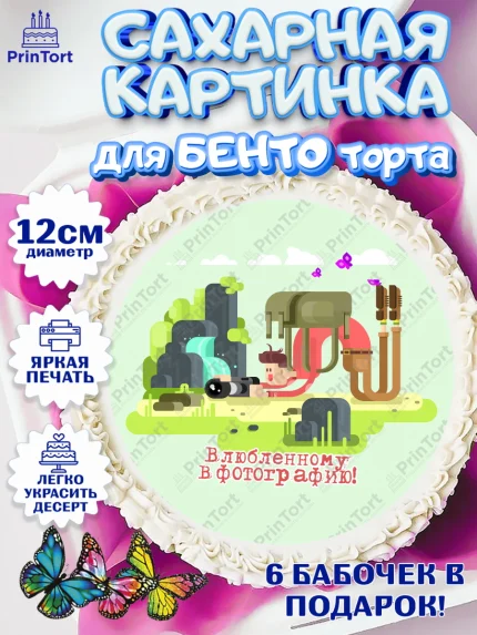 Сахарные круги 12см PT05, Фотограф, Фото, Девочка, День рождения, арт. PT0511467