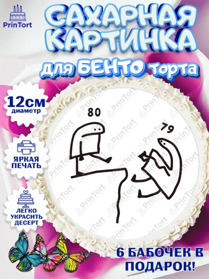 Сахарные круги 12см PT05, с днем рождения, с ДР, Девушка, 80 лет, День рождения, арт. PT0512545