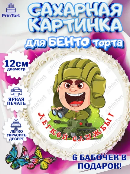 Сахарные круги 12см PT05, Проводы в Армию, Мальчик, арт. PT0512684
