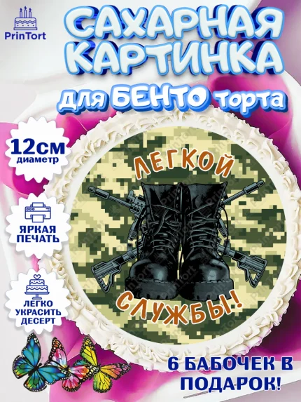 Сахарные круги 12см PT05, Проводы в Армию, Мальчик, арт. PT0512697