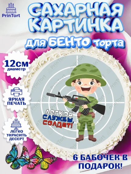 Сахарные круги 12см PT05, Проводы в Армию, Мальчик, арт. PT0512698