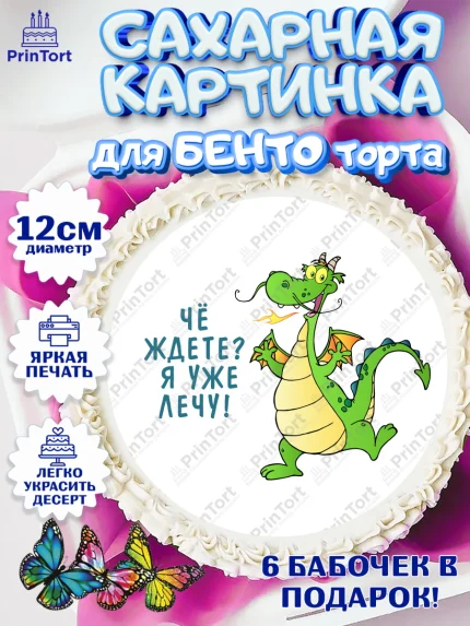 Сахарные круги 12см PT05, Новый год 2024, год дракона, Девочка, Новый год, арт. PT0512913