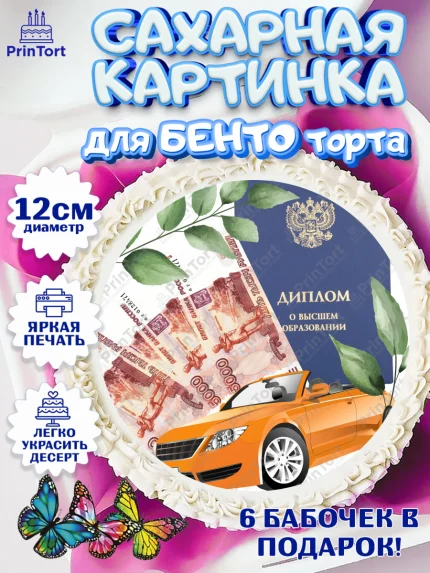 Сахарные круги 12см PT05, Получение диплома, Девочка, арт. PT0512960