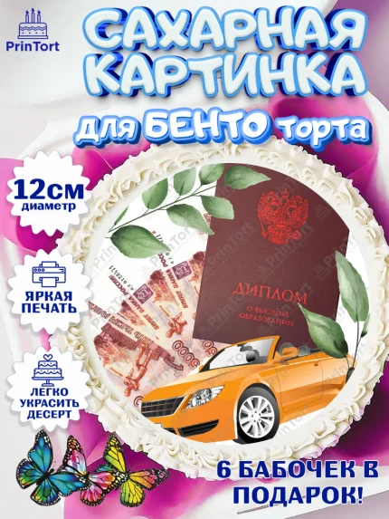 Сахарные круги 12см PT05, Получение диплома, Девочка, арт. PT0512961