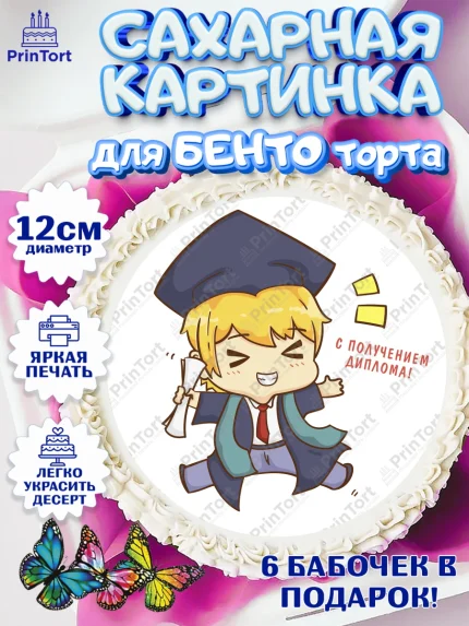 Сахарные круги 12см PT05, Получение диплома, Девочка, арт. PT0512963