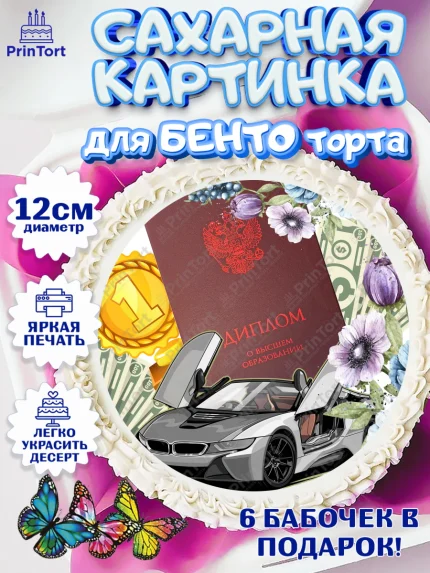 Сахарные круги 12см PT05, Получение диплома, Девочка, арт. PT0512964