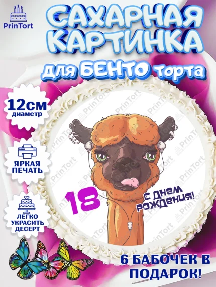 Сахарные круги 12см PT05, с днем рождения, Девушка, 18 лет, День рождения, арт. PT0513153