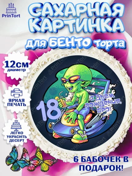 Сахарные круги 12см PT05, с днем рождения, Девушка, 18 лет, День рождения, арт. PT0513157